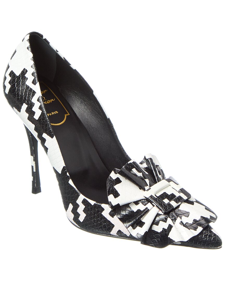 Туфли Roger Vivier Dec Frilly с тисненой кожей, черный