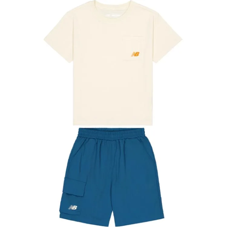 Детская повседневная спортивная одежда New Balance, Set (Cyan Red+Sea Blue) — фото 3