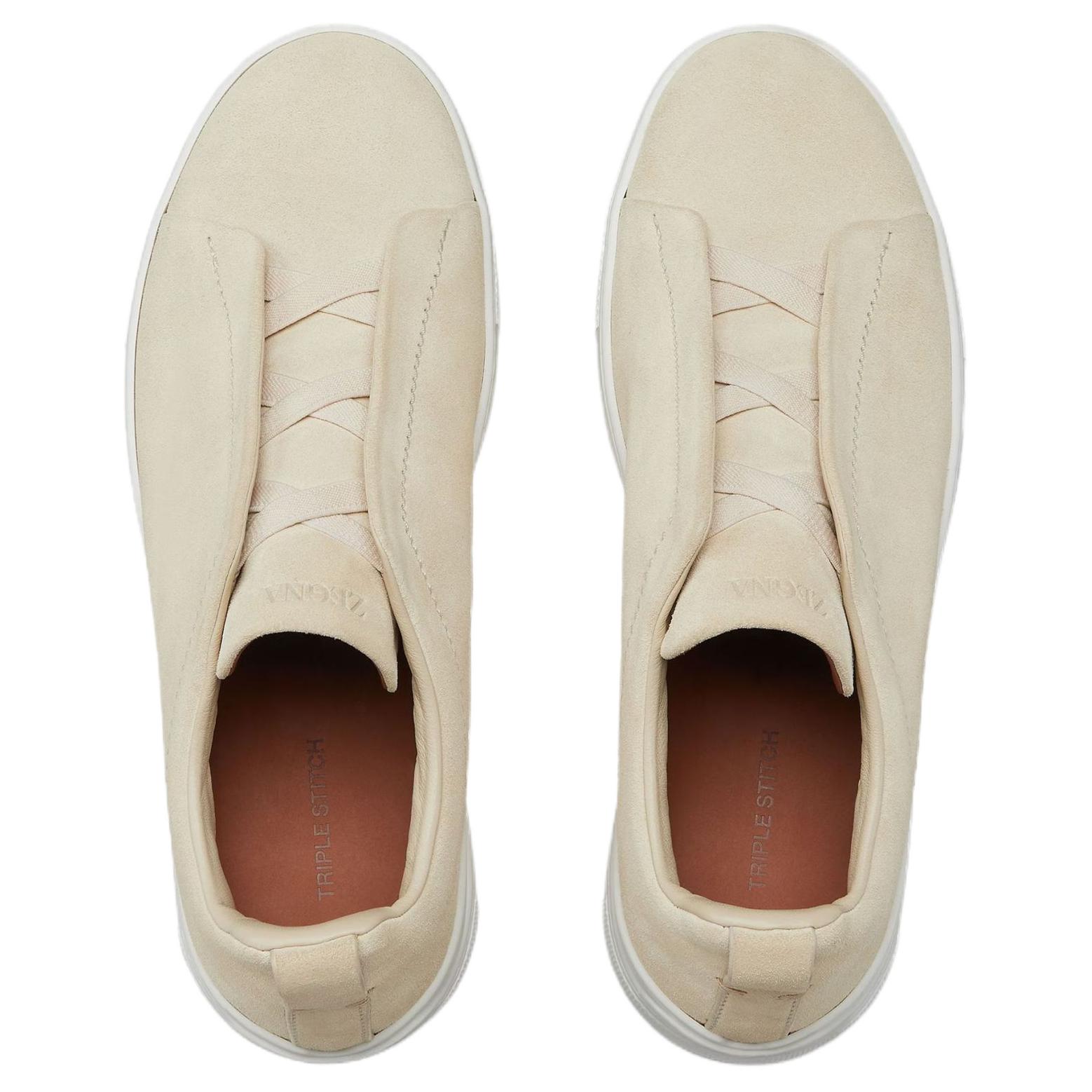 Ermenegildo Zegna Zegna Triple Stitch Low Top Skateboard Shoes мужские, бежевые — фото 4