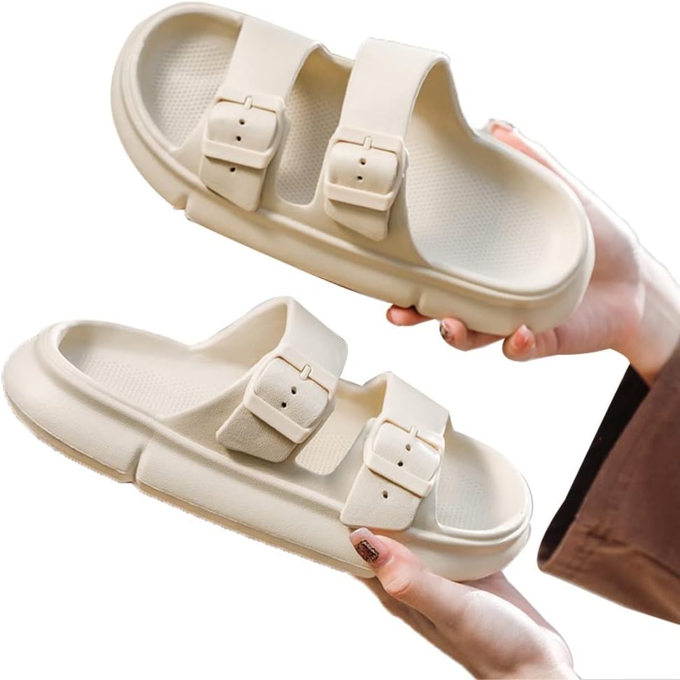 

Шлепанцы XUEMML для мужчин и женщин, летние тапочки, пляжные тапочки для женщин с открытым носком, водонепроницаемые модные нескользящие сандалии с двумя регулируемыми ремешками, бежевый