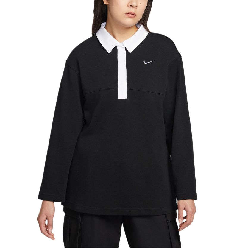 Nike Женская рубашка-поло, черная, с воротником-поло, умеренно прямой крой