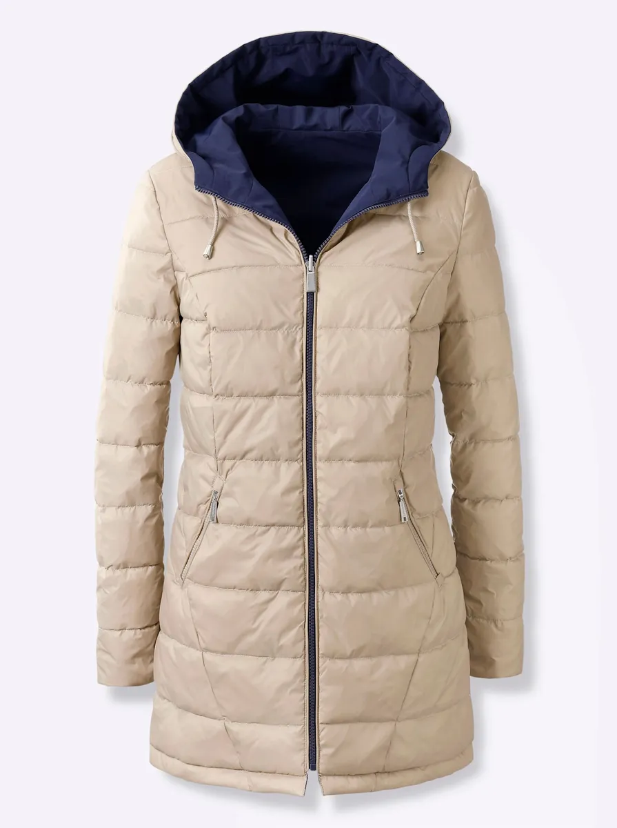 

Двусторонняя куртка повседневного образа с капюшоном Casual Looks, цвет морской волны