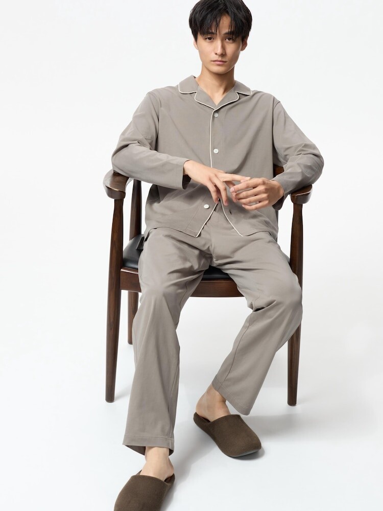 

Хлопковая пижама airism Uniqlo, хаки