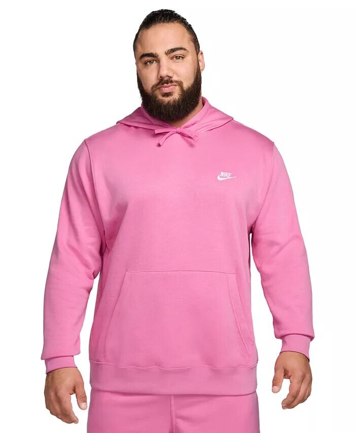 

Мужской спортивный клубный флисовый пуловер с капюшоном Nike, розовый