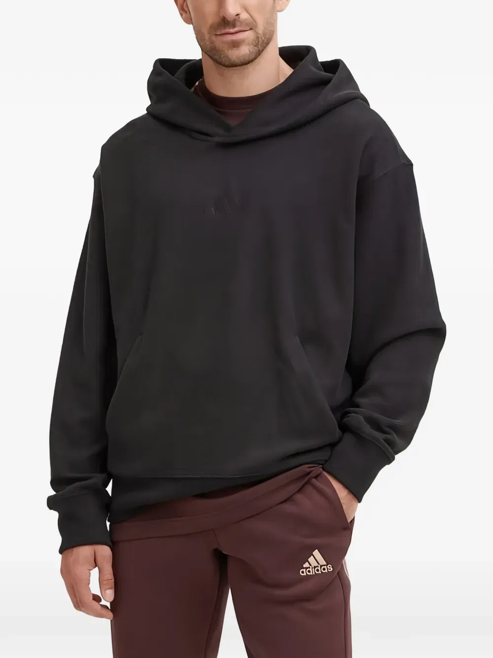 Худи с ребристой каймой Adidas, черный
