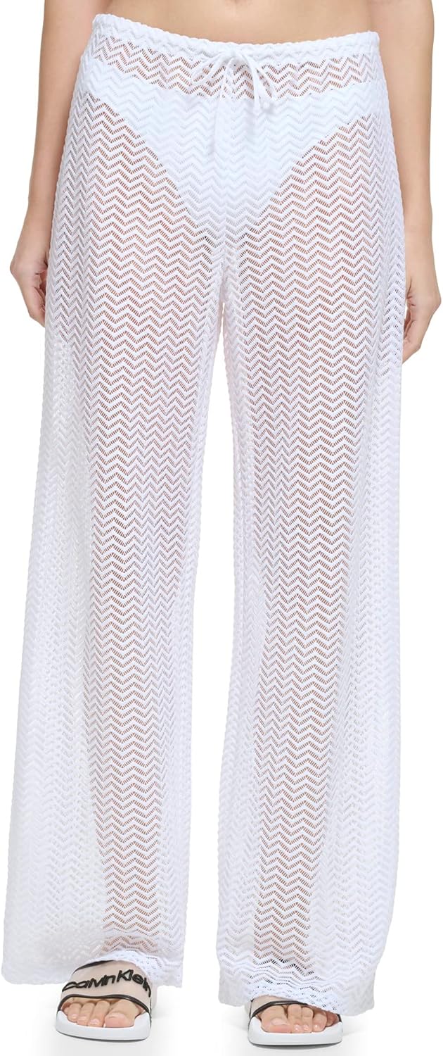 

Женские сетчатые плавки-плащи Calvin Klein с широкими штанинами и завязками, Soft White