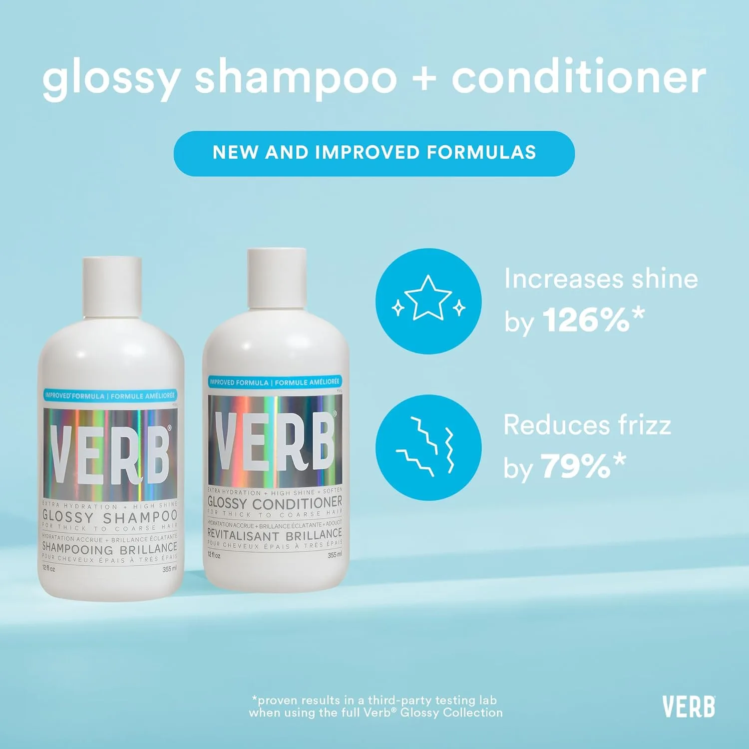 Шампунь VERB Glossy - очищает и придает блеск густым и жестким волосам - веганский продукт, не содержит парабенов и вредных сульфатов. Набор Glossy (3 упаковки) — фото 2