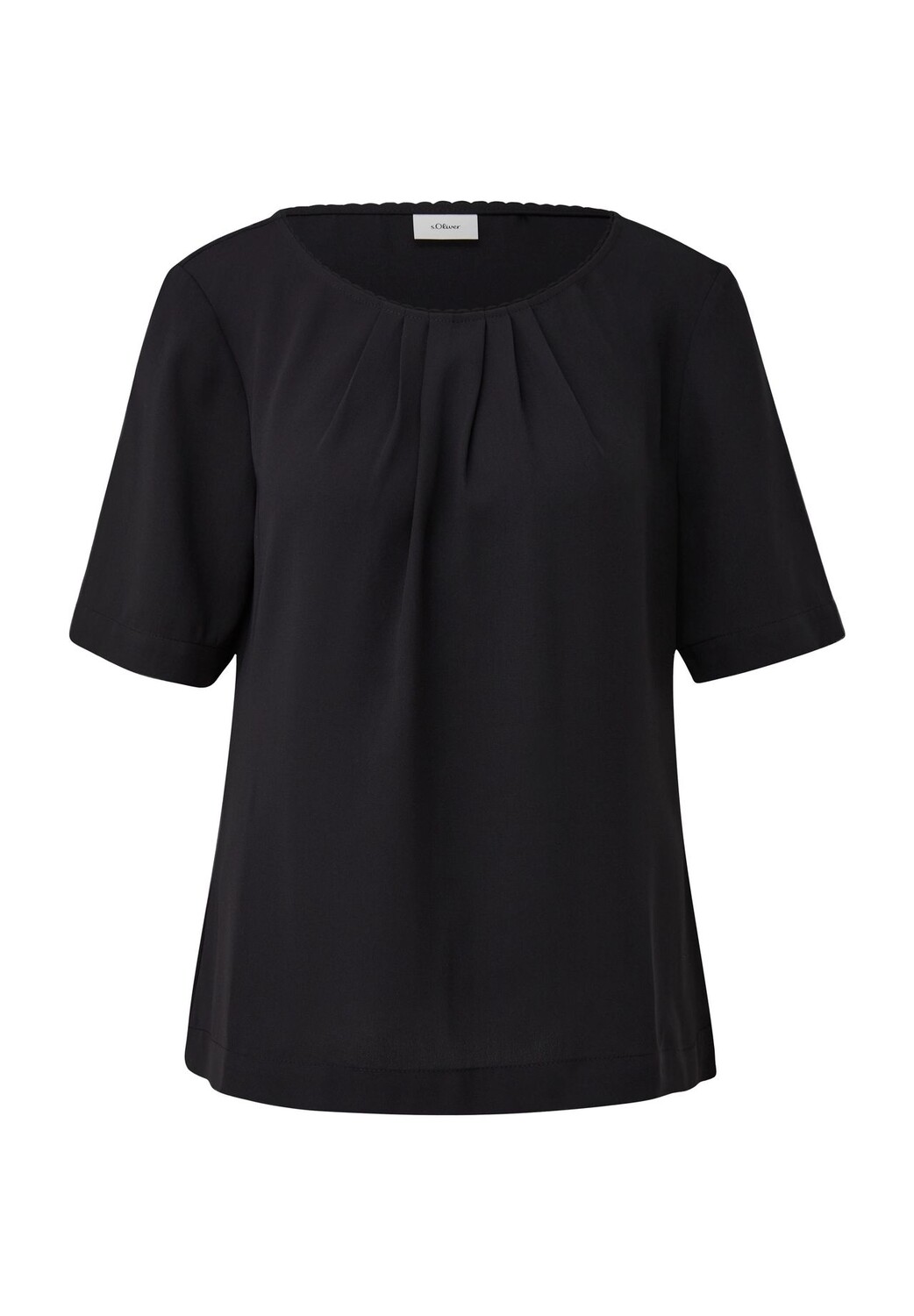 

Блузка-рубашка, с рюшами, с короткими рукавами, женская s.Oliver BLACK LABEL, цвет Grey Black