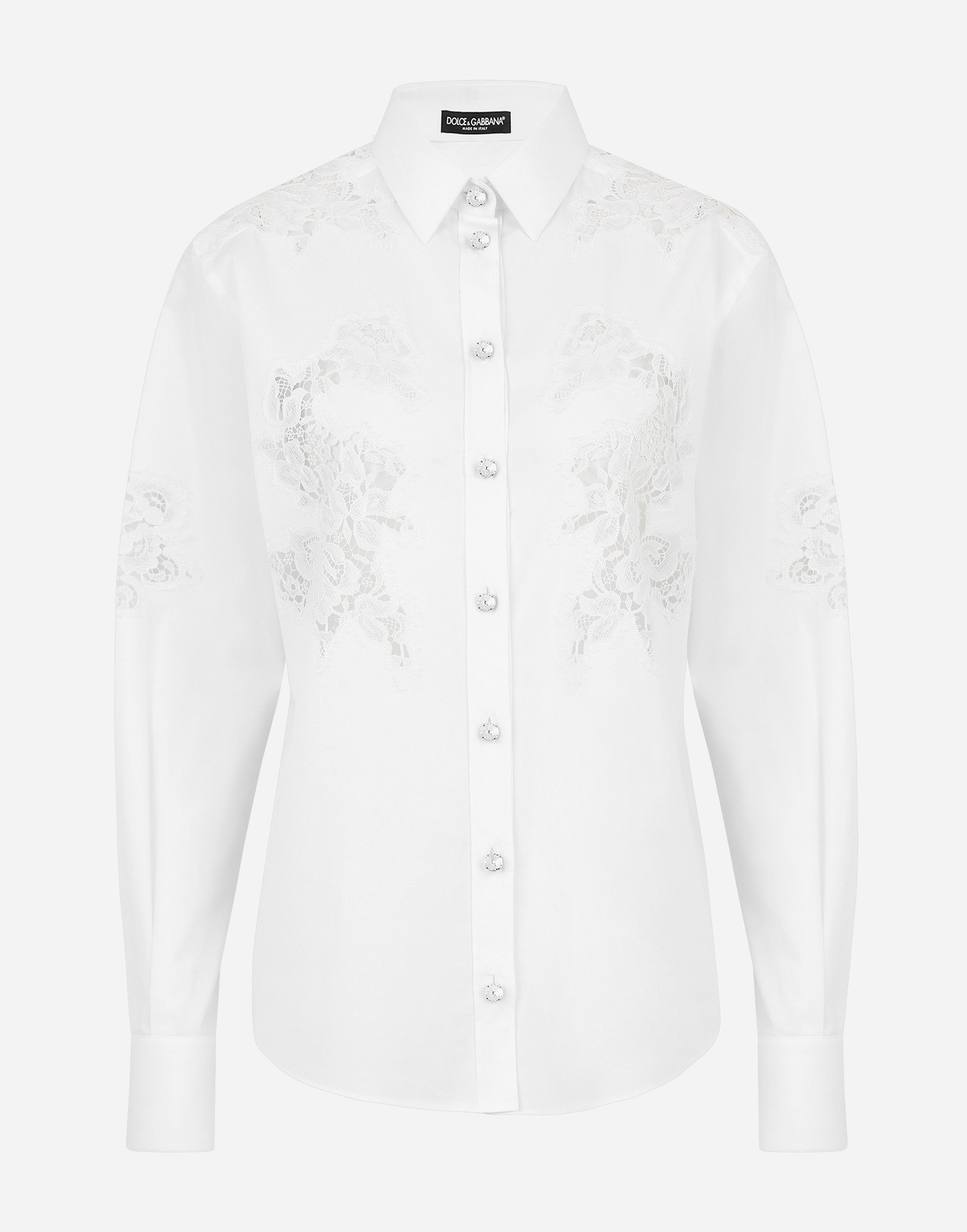 

Рубашка из поплина с ажурной кружевной отделкой Dolce & Gabbana, белый