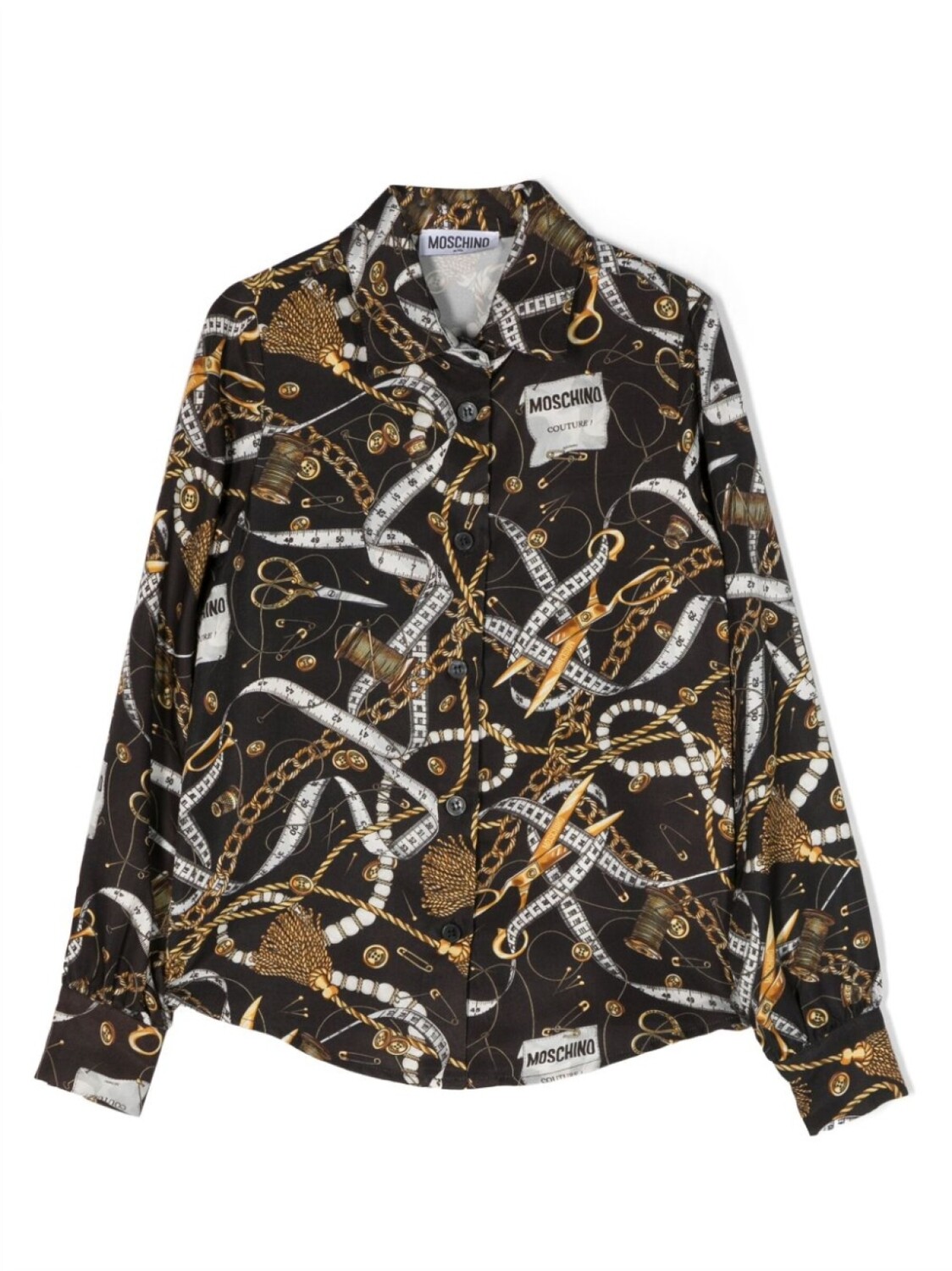 

Moschino Kids рубашка с длинными рукавами и графичным принтом, черный