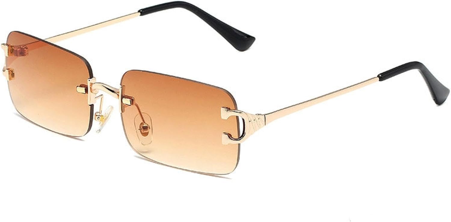 

Солнцезащитные очки с защитой от УФ-излучения UV400 | Безободковая металлическая маленькая золотистая оправа | Для женщин и мужчин, для занятий спортом на открытом воздухе и вождения DSVIGF, C2