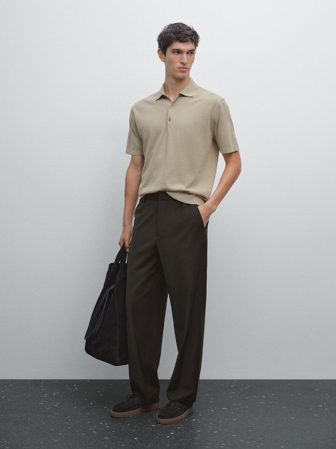 

Трикотажная рубашка-поло с коротким рукавом Massimo Dutti, зеленый