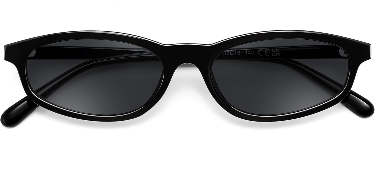 

Солнцезащитные очки FEISEDY маленького овального размера для женщин и мужчин, «кошачий глаз» в стиле 90-х и 2000-х, легкие узкие очки, модные очки B9169, Black Frame Gray Lenses