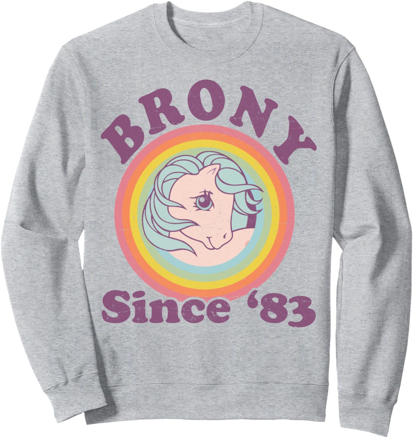 

Ретро-толстовка с радужным кругом «My Little Pony Brony Since '83», серая, Серый, Ретро-толстовка с радужным кругом «My Little Pony Brony Since '83», серая
