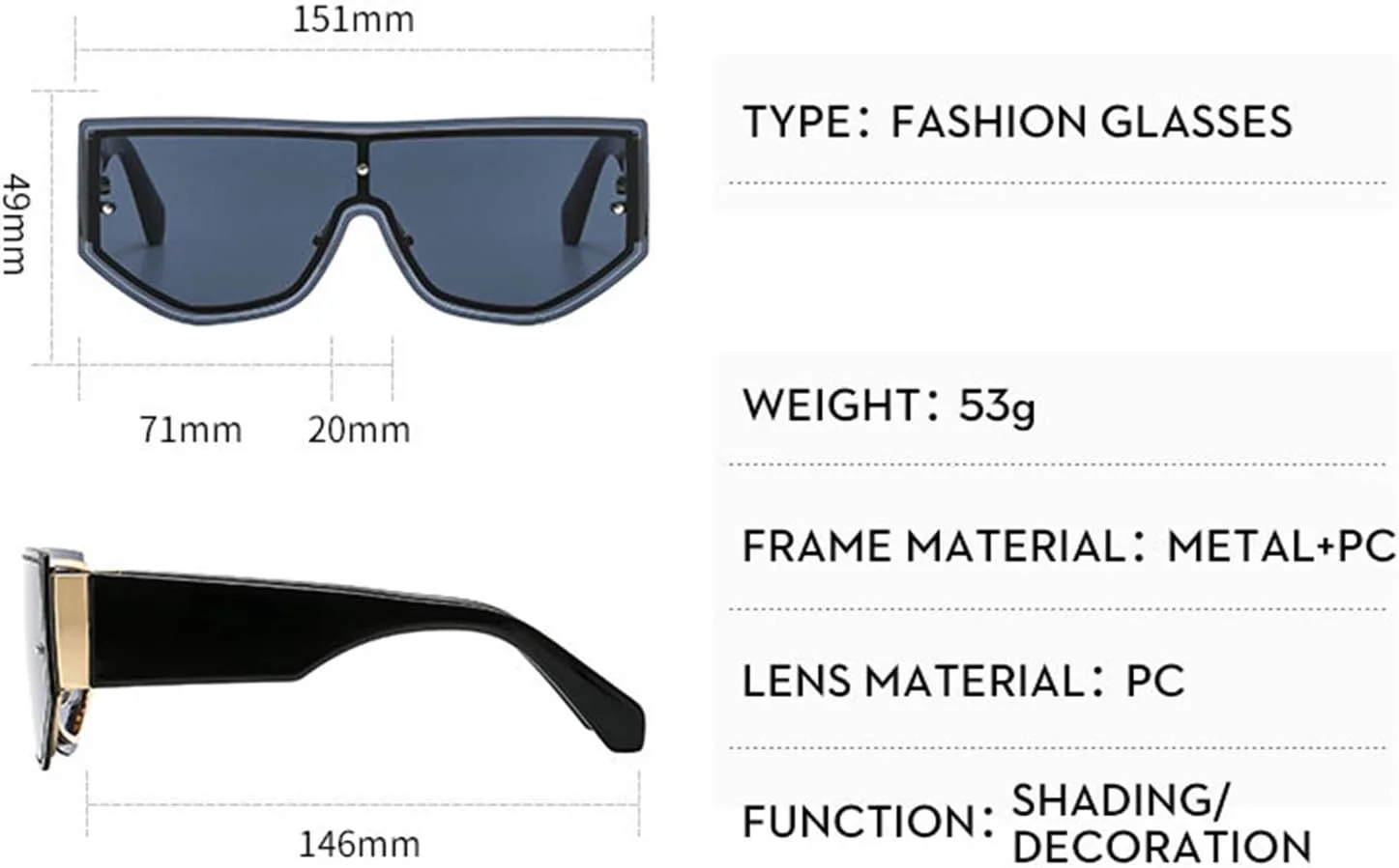 

Солнцезащитные очки Y2K без оправы для женщин и мужчин, модные солнцезащитные очки с плоской верхней частью, классические безрамочные очки с защитой UV400 helena, C1