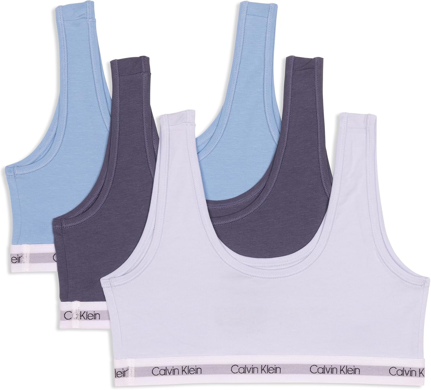 Комплект из 3 бюстгальтеров-бралеттов Calvin Klein Girls Modern Cotton, Halogen Blue/Likeable Blue/Dusk Blue — фото 2