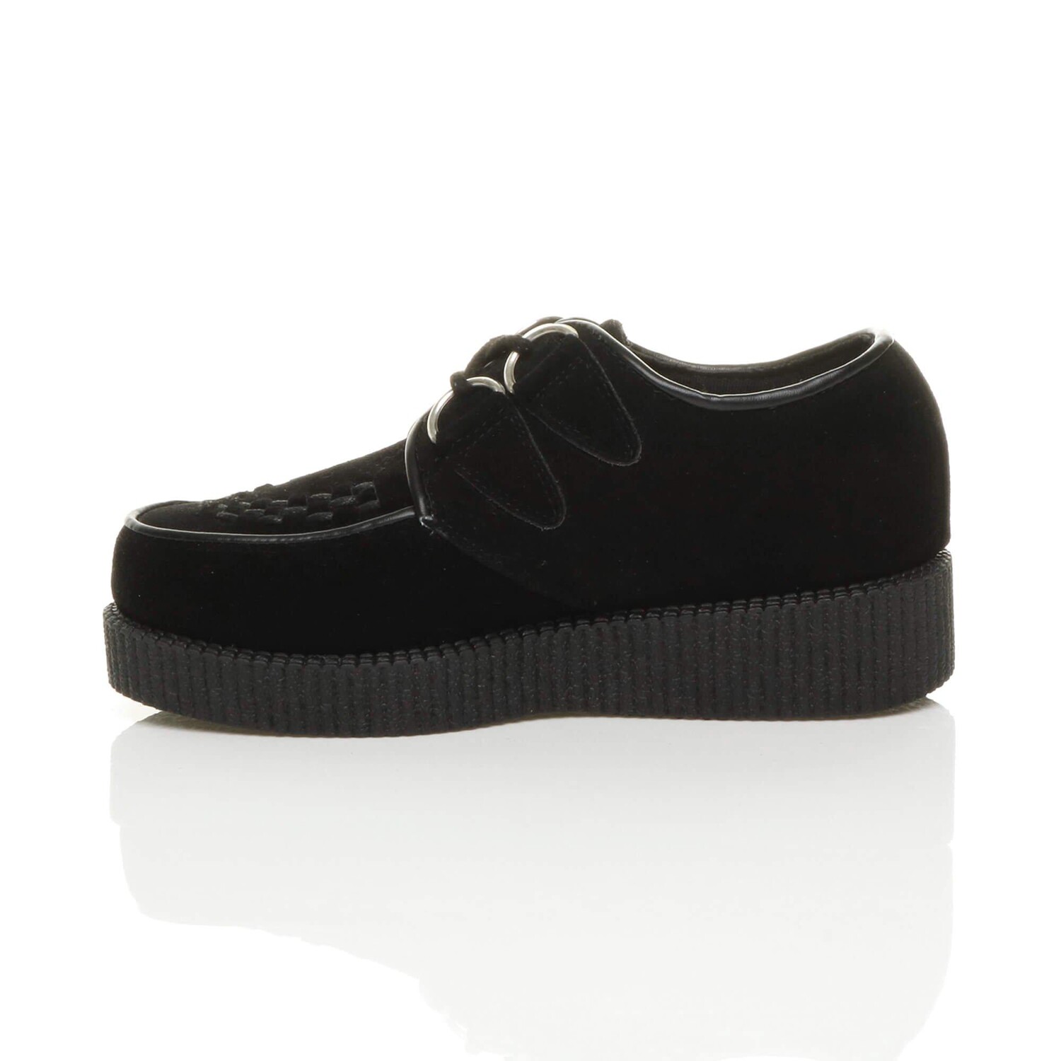 Туфли на низкой танкетке Creepers из искусственной замши на шнуровке для борделей AJVANI, черный — фото 3