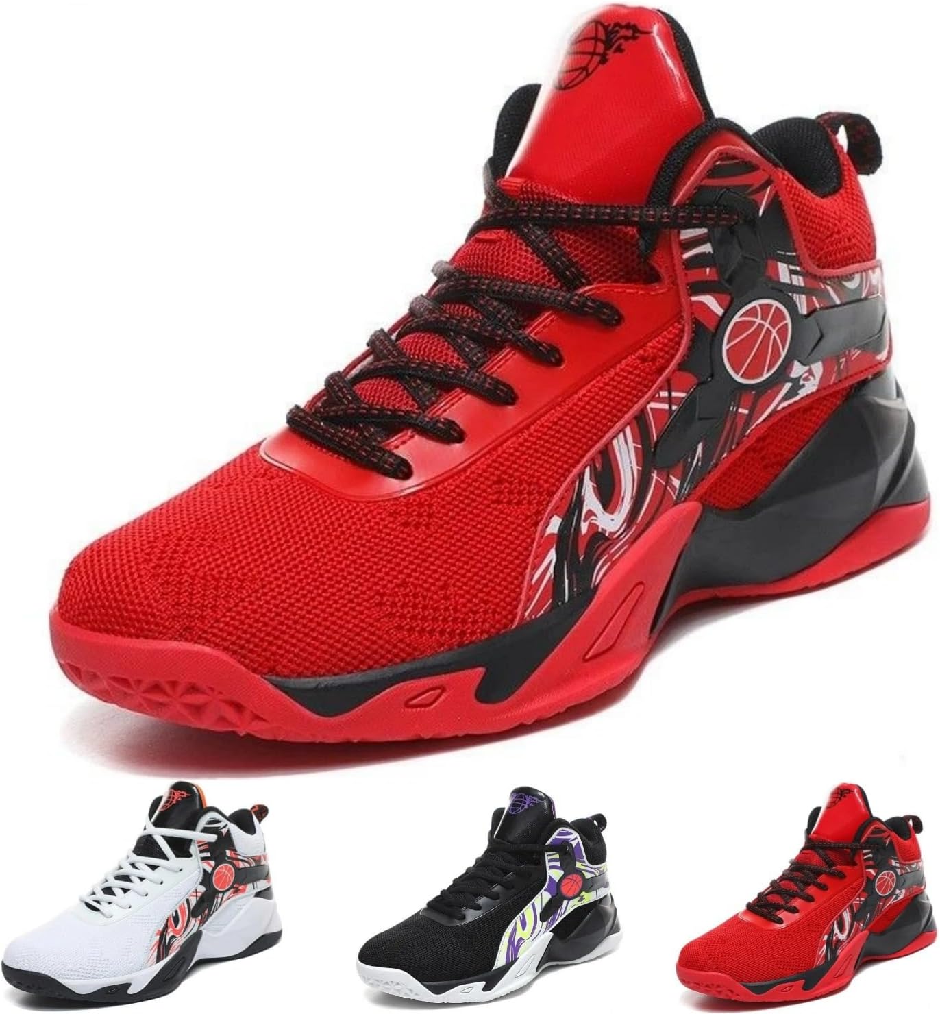 

Высокие баскетбольные кроссовки для мужчин и женщин, модные кеды, стильная обувь с контрастными цветами, легкая и дышащая спортивная обувь Macefil, красный