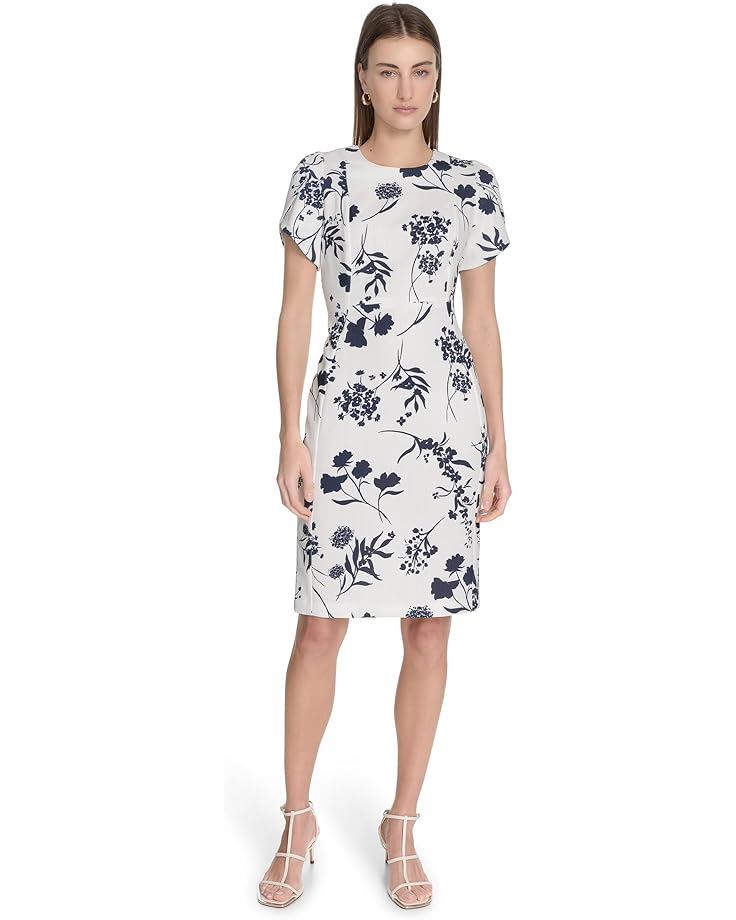 

Платье Calvin Klein Floral Tulip Sleeve Sheath, цвет Cream Indigo