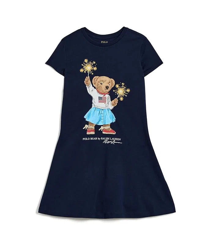 Платье хлопковое джерси Polo Bear Polo Ralph Lauren Kids, Refined Navy