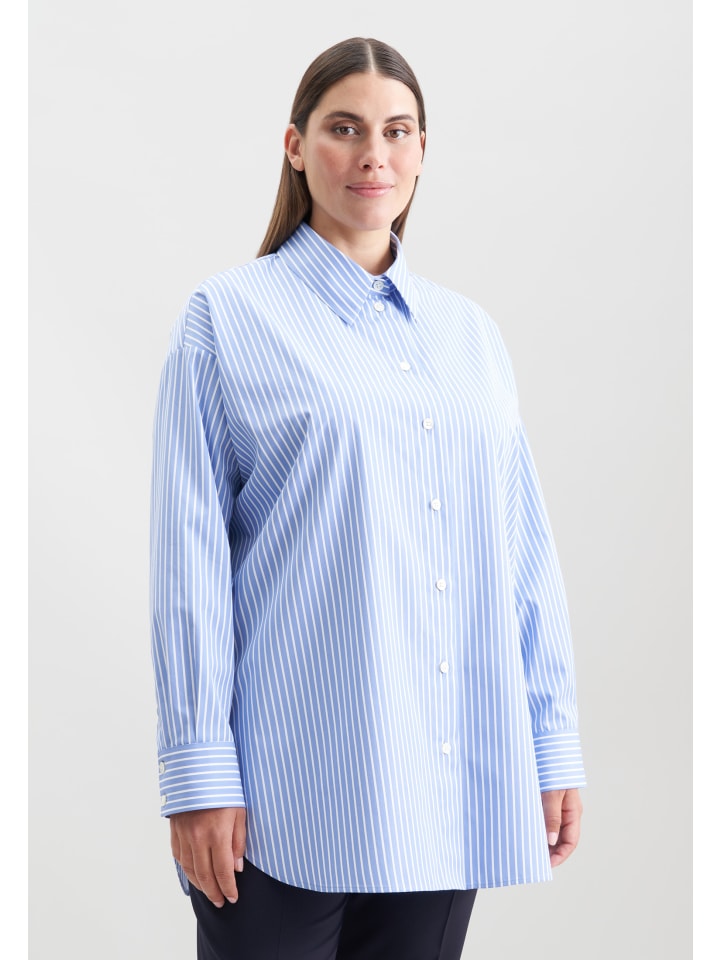 

Блузка свободного кроя средне-синего цвета Seidensticker