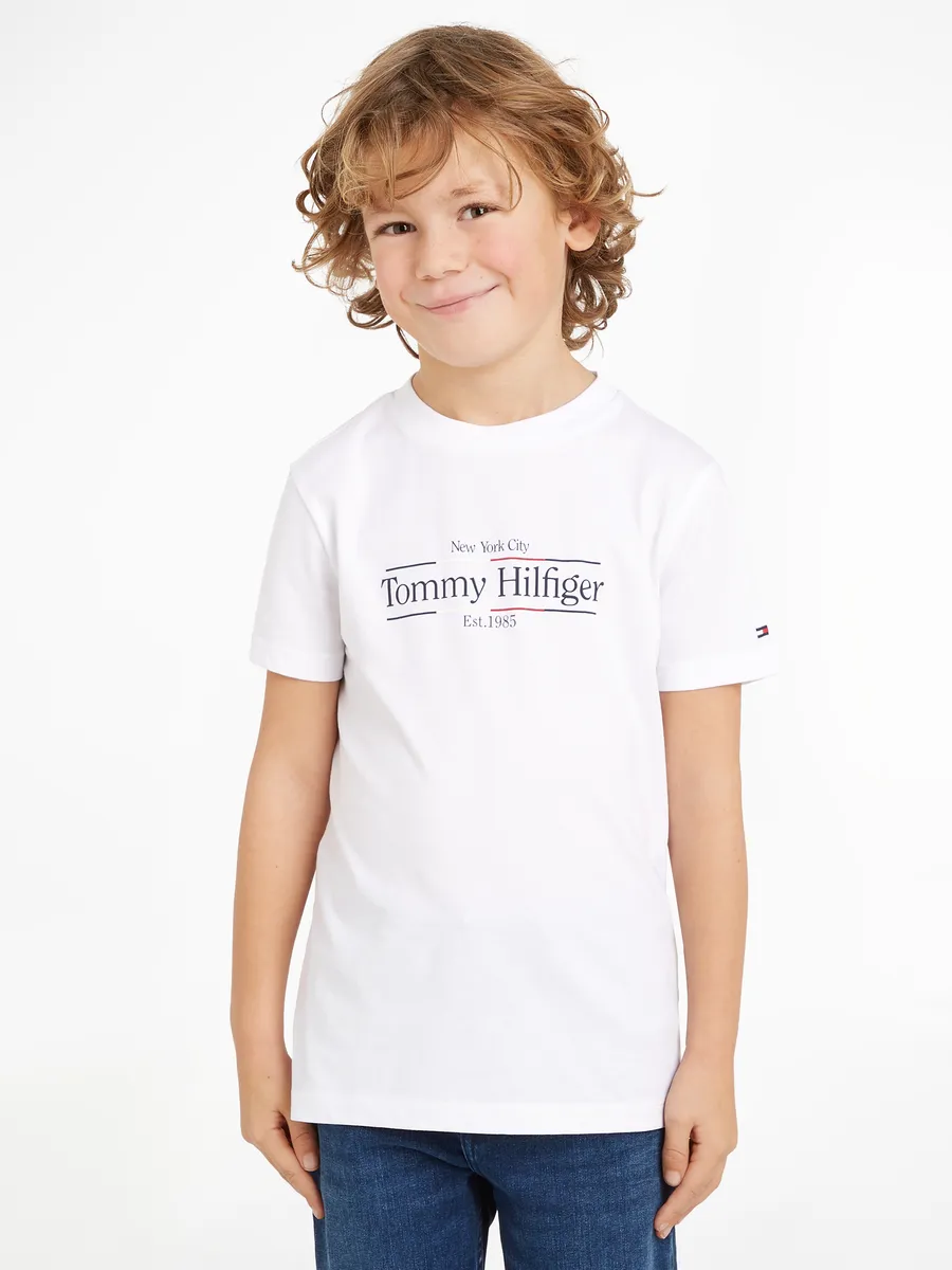 

Рубашка Tommy Hilfiger с короткими рукавами "ICON PRINT REGULAR TEE SS", детская до 16 лет, с тисненым логотипом, белый