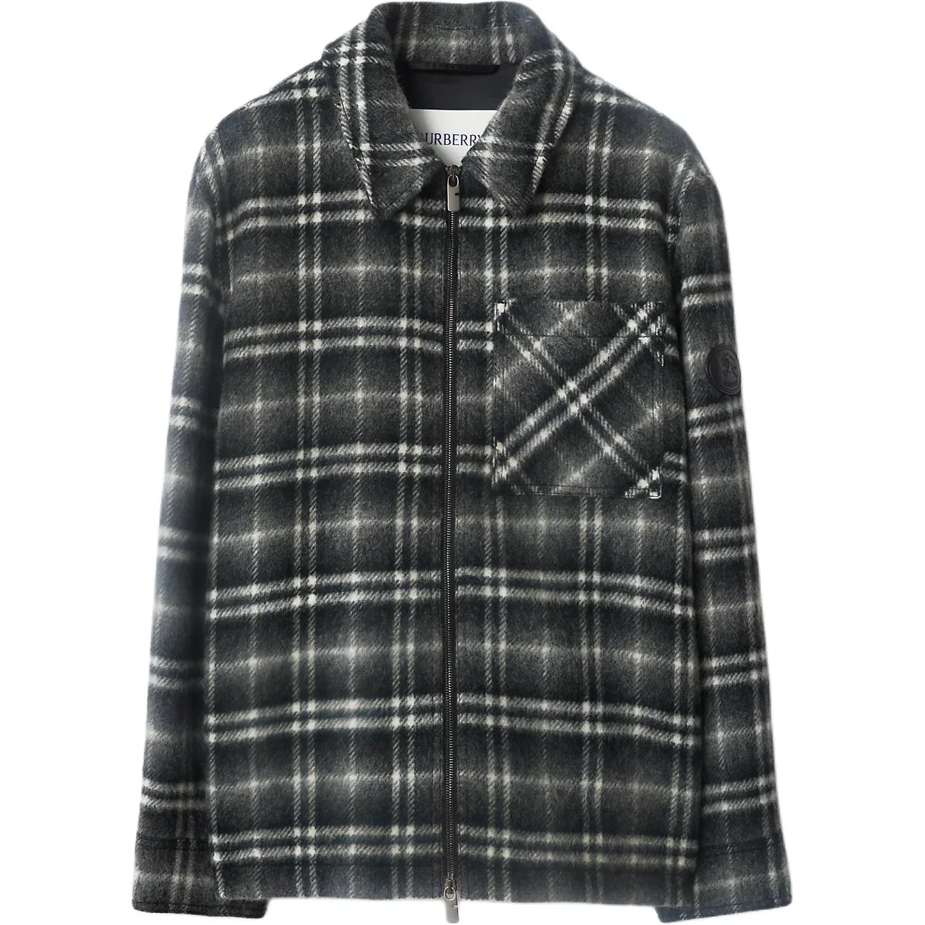 Рубашка Burberry шерстяная оверсайз, клетка, черный