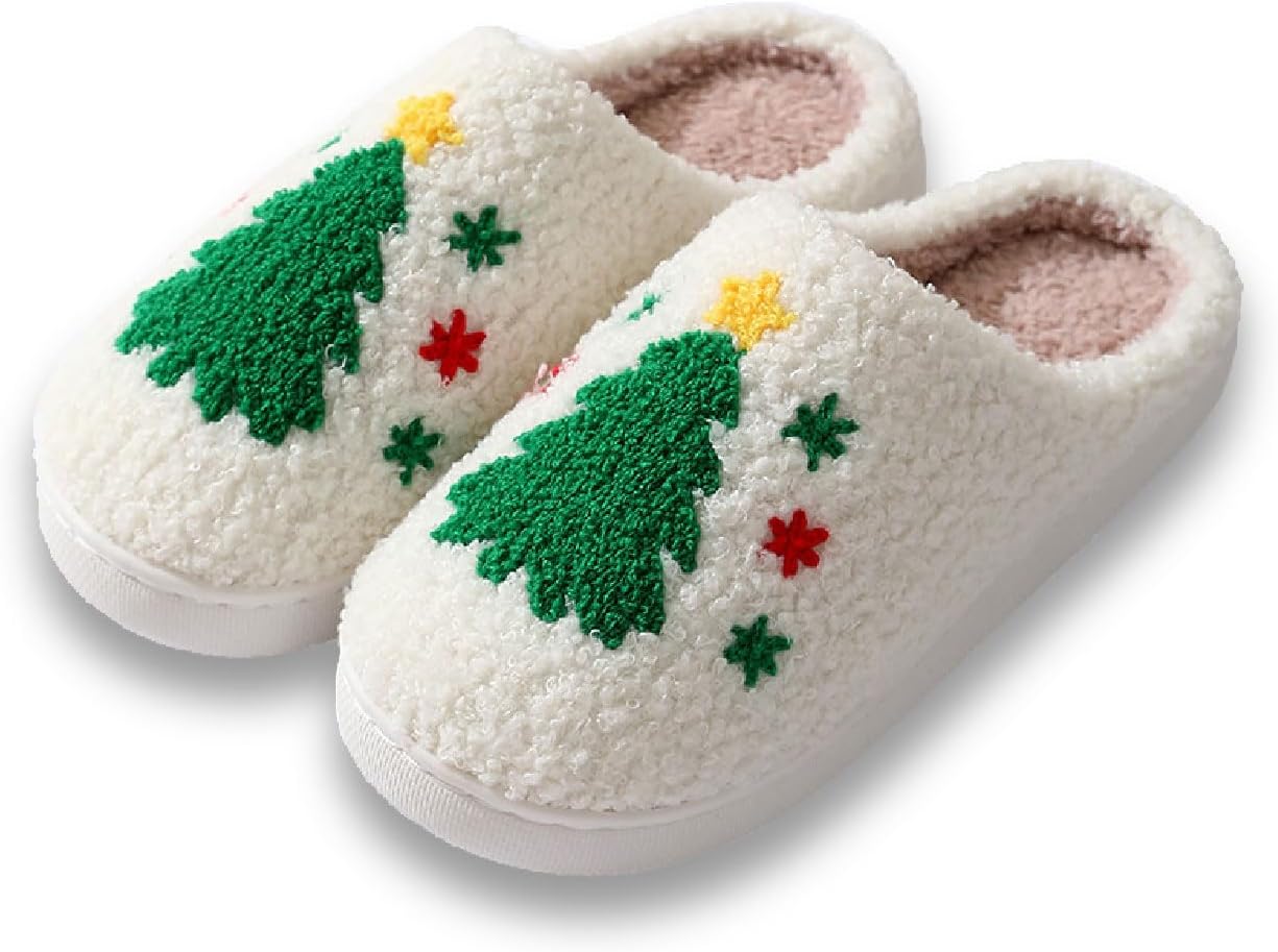 

Рождественские тапочки Titype, милые праздничные тапочки, теплые домашние тапочки для женщин и мужчин, пушистые тапочки для улицы и дома, тапочки для спальни, домашняя обувь для дам, Christmas Tree