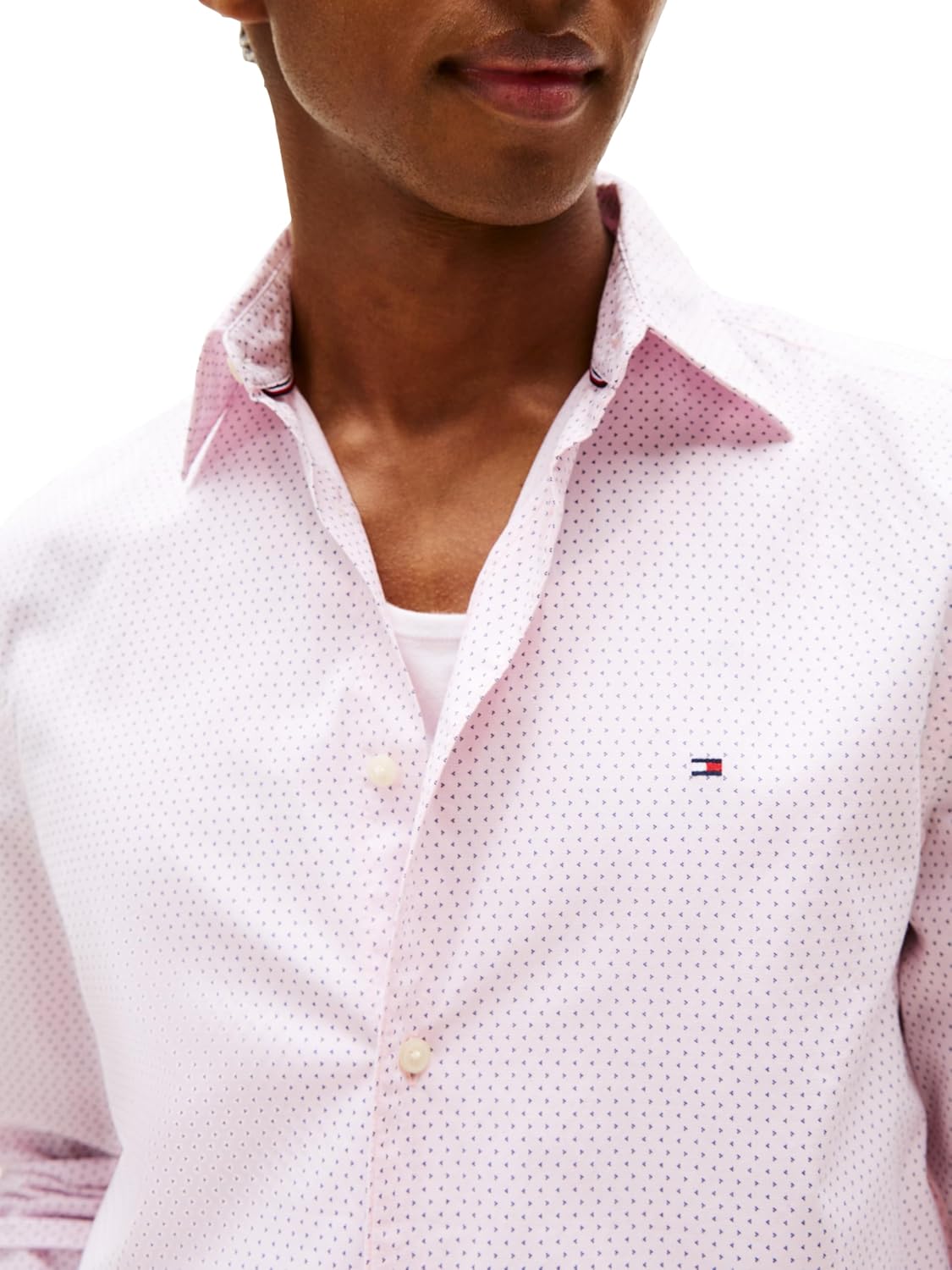 Мужские рубашки Tommy Hilfiger Poplin с длинным рукавом, классического кроя, застегивающиеся на пуговицы, также доступны в размерах для больших и высоких размеров., Pink Lily — фото 2