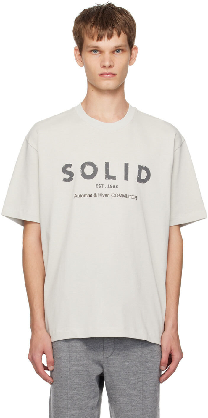 

Серая футболка с логотипом «Solid» Solid Homme