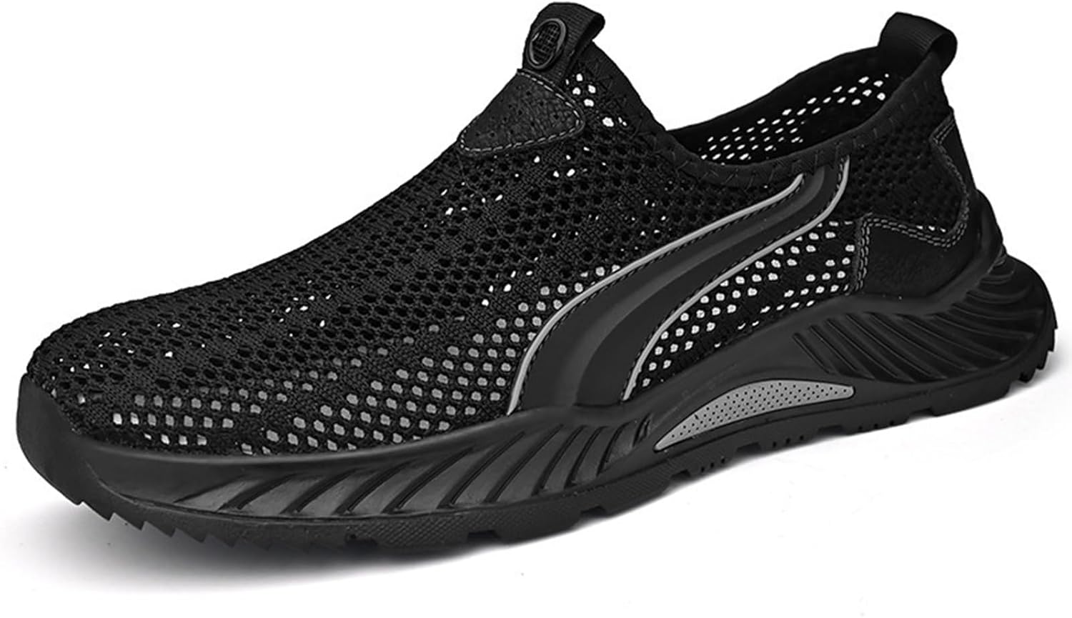 

Мужские вязаные кроссовки с сеткой, с плоской подошвой, легкие, удобные, для улицы, дышащие, с противоскользящей мягкой подошвой, спортивная обувь Crepuscute, черный