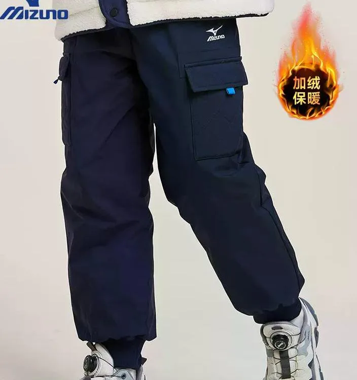 Детские пуховые штаны однотонные Mizuno, темно-синий — фото 4