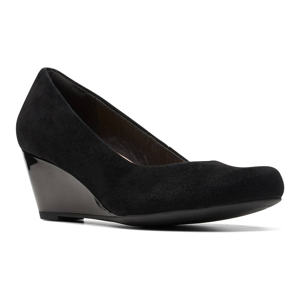

Женские замшевые туфли Clarks Flores Tulip на танкетке, черный