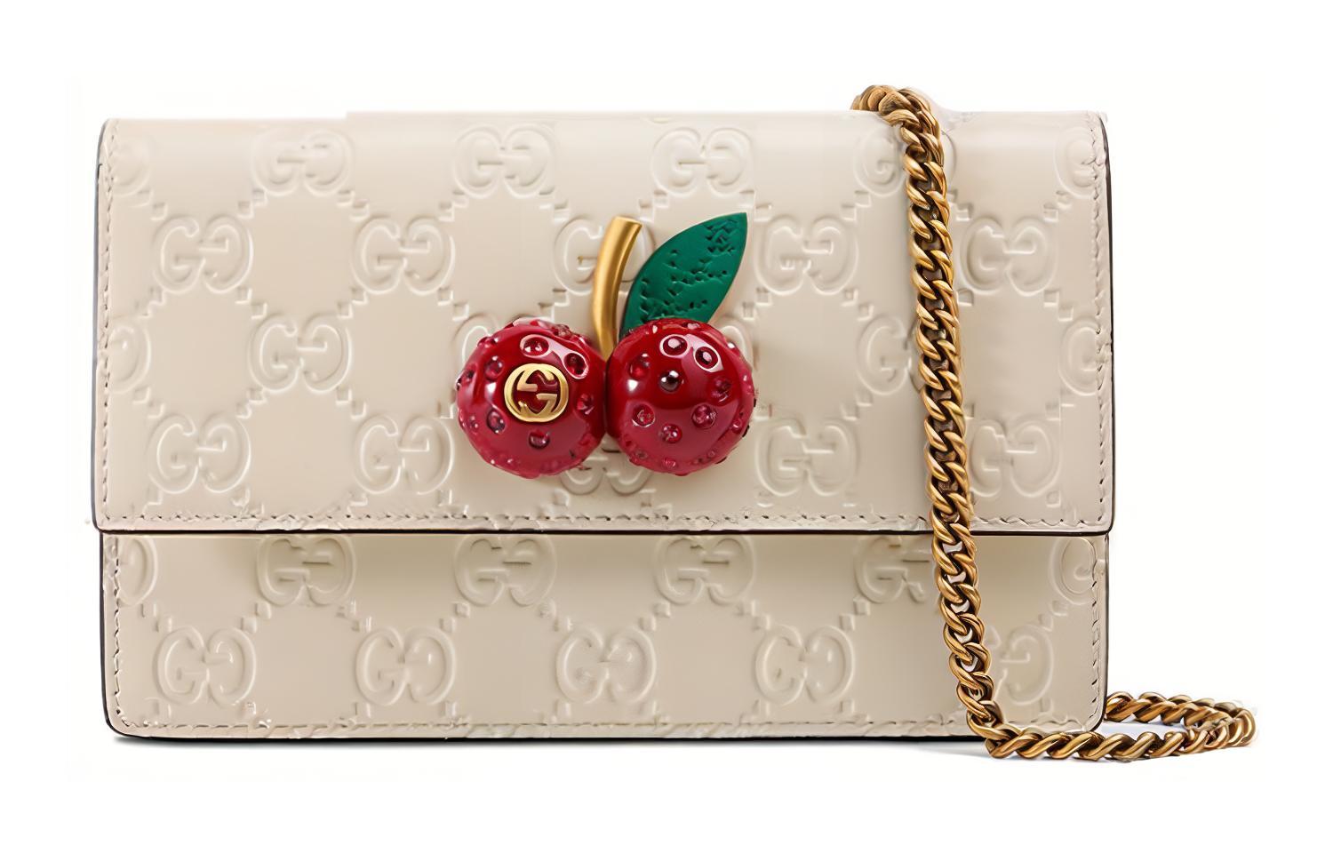 

GUCCI Кожаная сумка через плечо миниатюрная женская белая