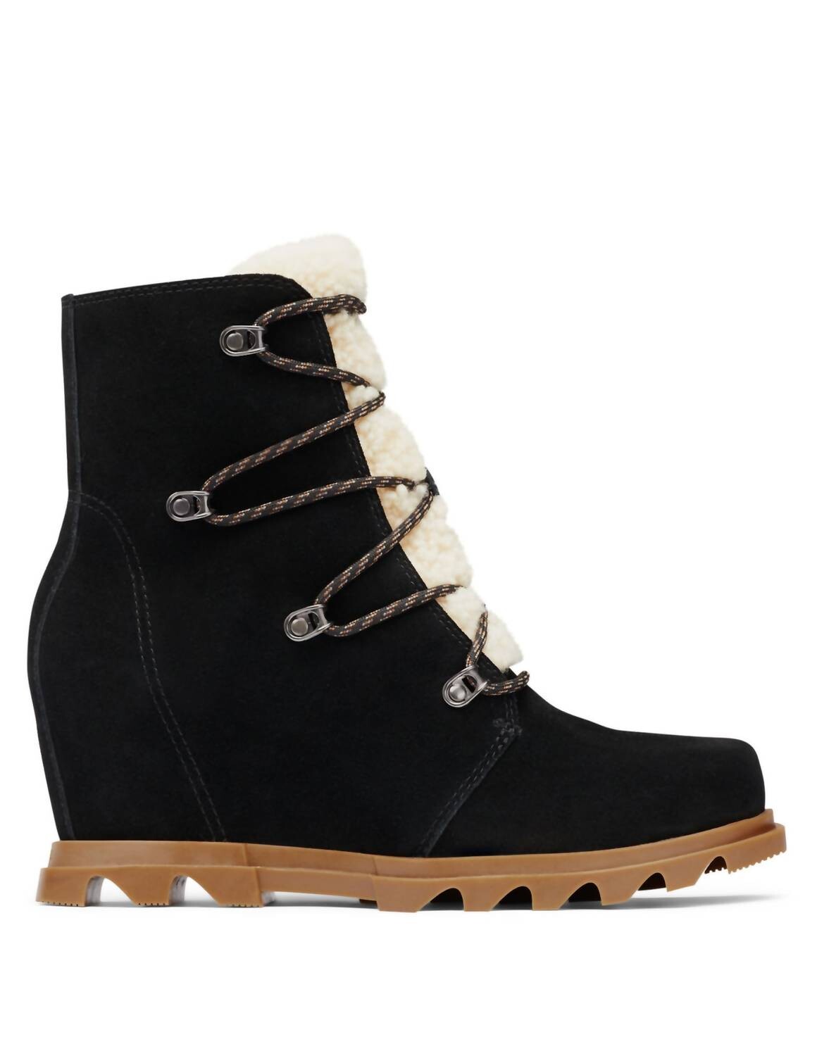 Женские ботинки Sorel Joan Of Arctic Wedge Iii на шнуровке с мехом, черный