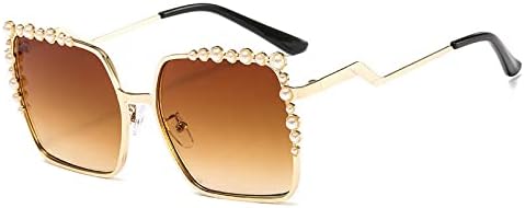 

Солнцезащитные очки большого квадратного размера 2027 года, женские солнцезащитные очки с жемчужным блеском, модные солнцезащитные очки для женщин, большие квадратные очки MTZJH, Brown