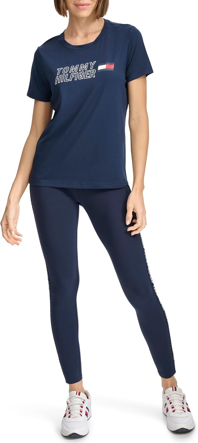 

Женская футболка Tommy Hilfiger с многослойным логотипом, Navy, Синий, Женская футболка Tommy Hilfiger с многослойным логотипом, Navy