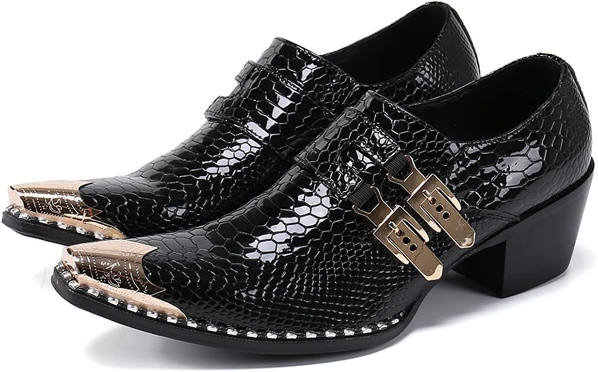 

Мужские западные кожаные ботинки Santimon, модные повседневные туфли с металлическим носком, на подскоке, черный