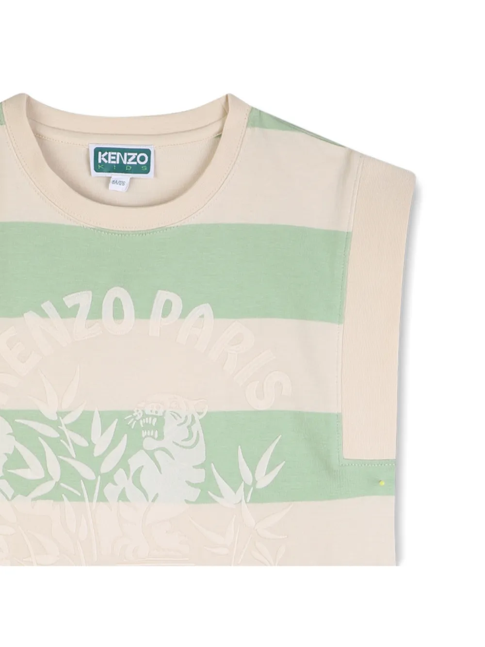 Полосатое повседневное платье с графическим принтом Kenzo Kids, нейтральный — фото 3