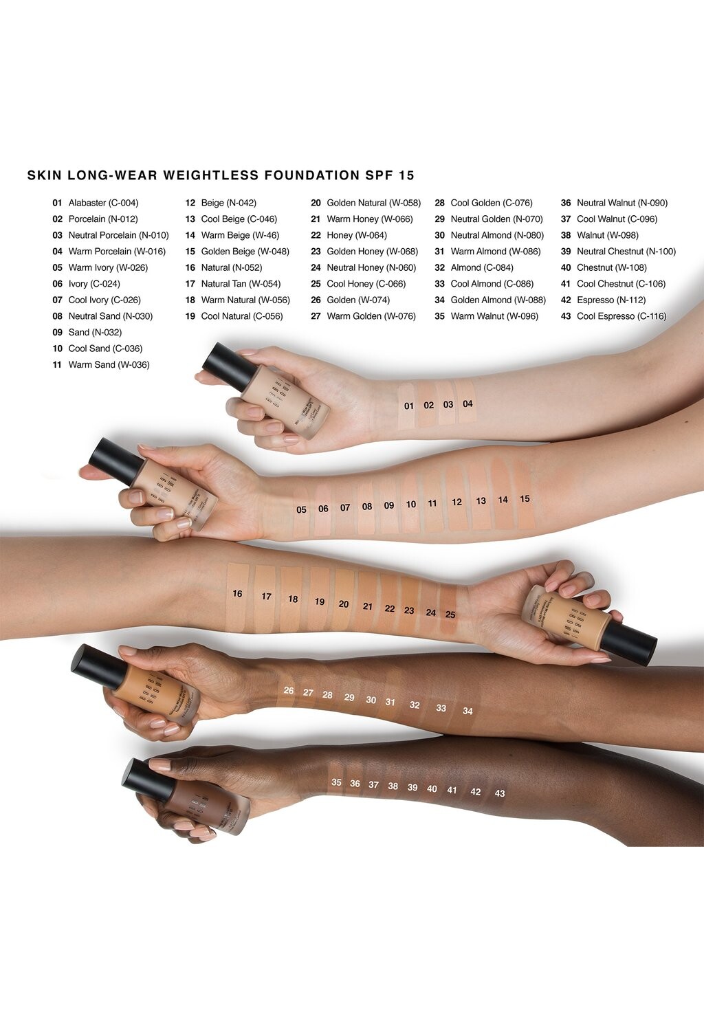 

Тональное средство SKIN LONG WEAR WEIGHTLESS FOUNDATION SPF15 Bobbi Brown, цвет Cool Walnut
