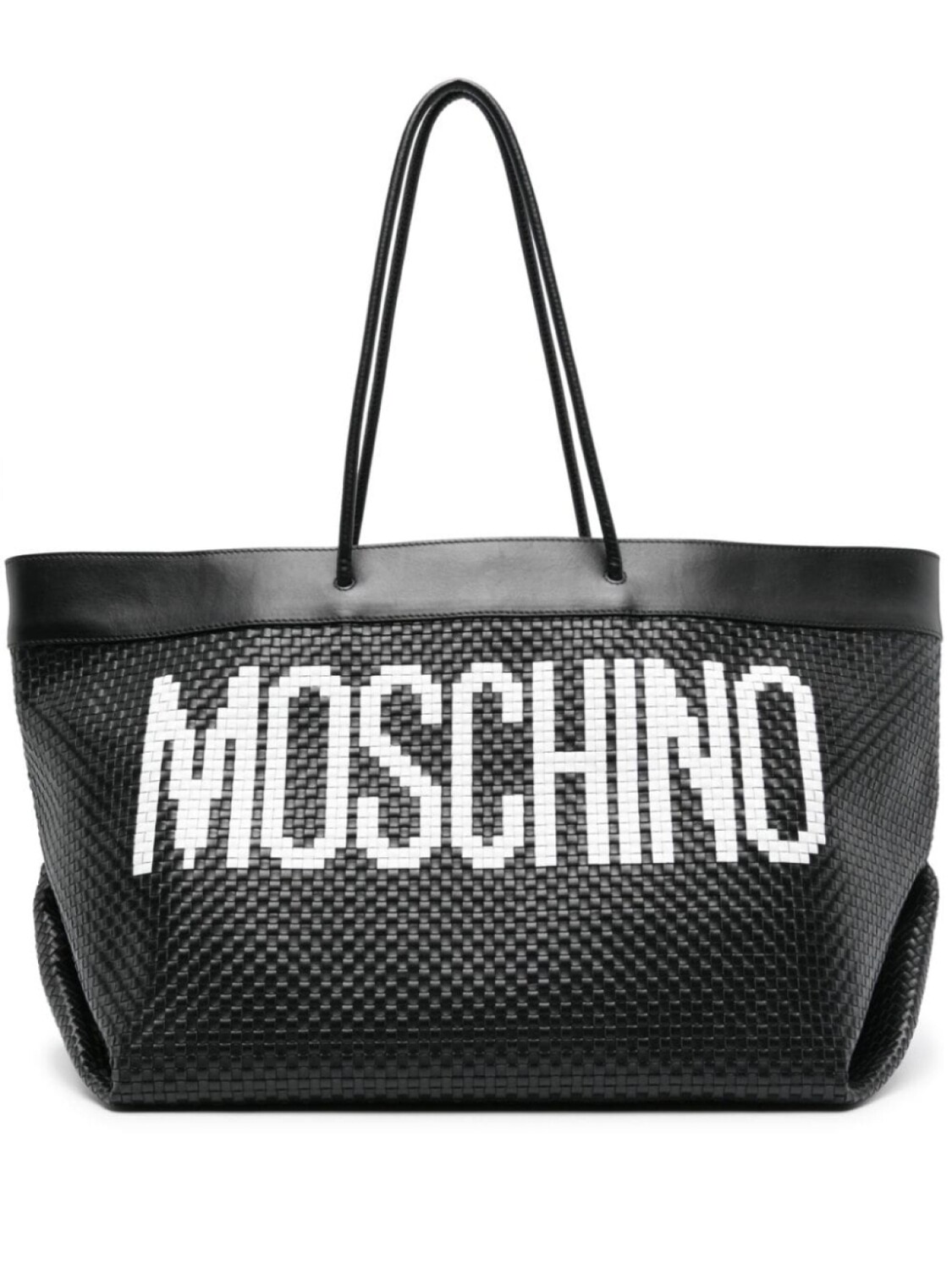 

Moschino плетеная сумка-тоут с логотипом, черный