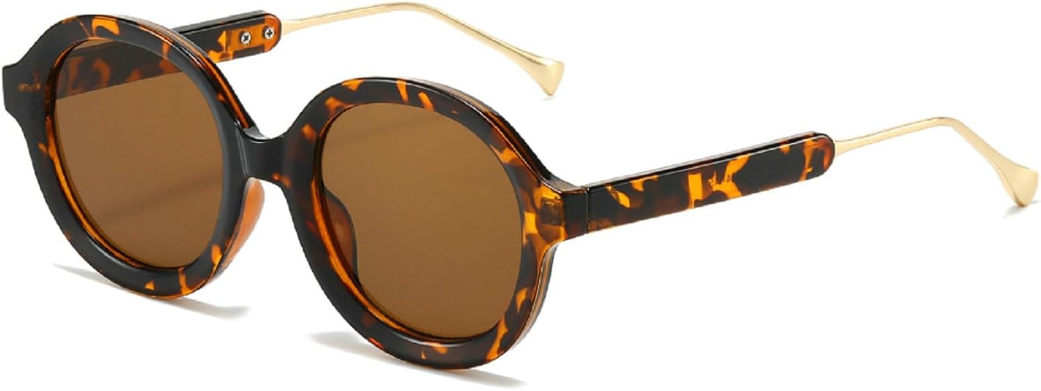 

Ретро женские круглые солнцезащитные очки, модные градиентные очки с защитой от УФ-излучения UV400, мужские панк-солнцезащитные очки коричневого и зеленого цвета mincl, Leopard