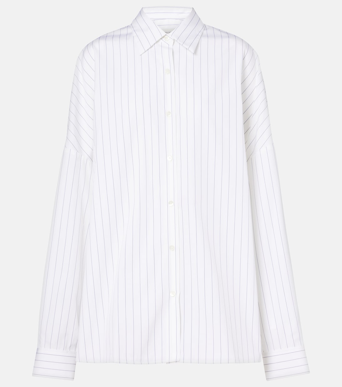 

Рубашка свободного кроя из хлопкового поплина в полоску Dries Van Noten, темно-синий