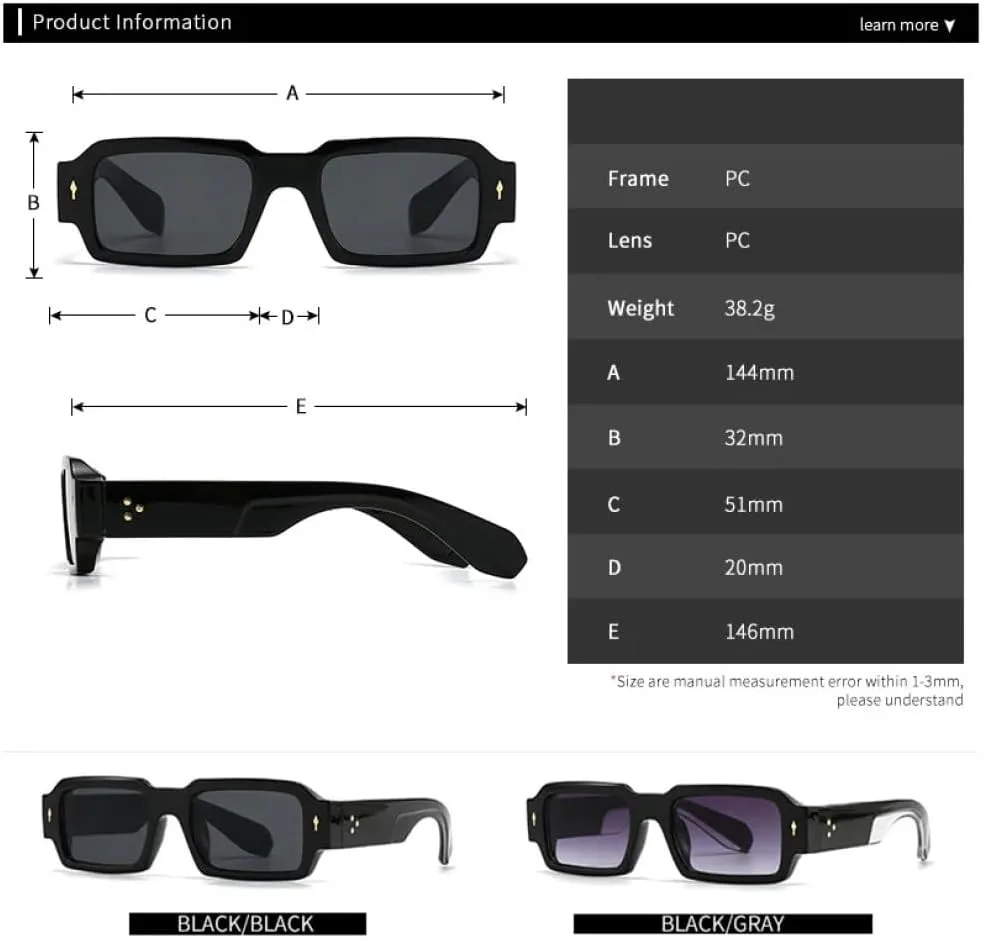 

Солнцезащитные очки MUTYNE Punk Luxury Square Classic Rivet для женщин и мужчин, модные винтажные солнцезащитные очки с защитой от УФ-излучения UV400, Black Tea