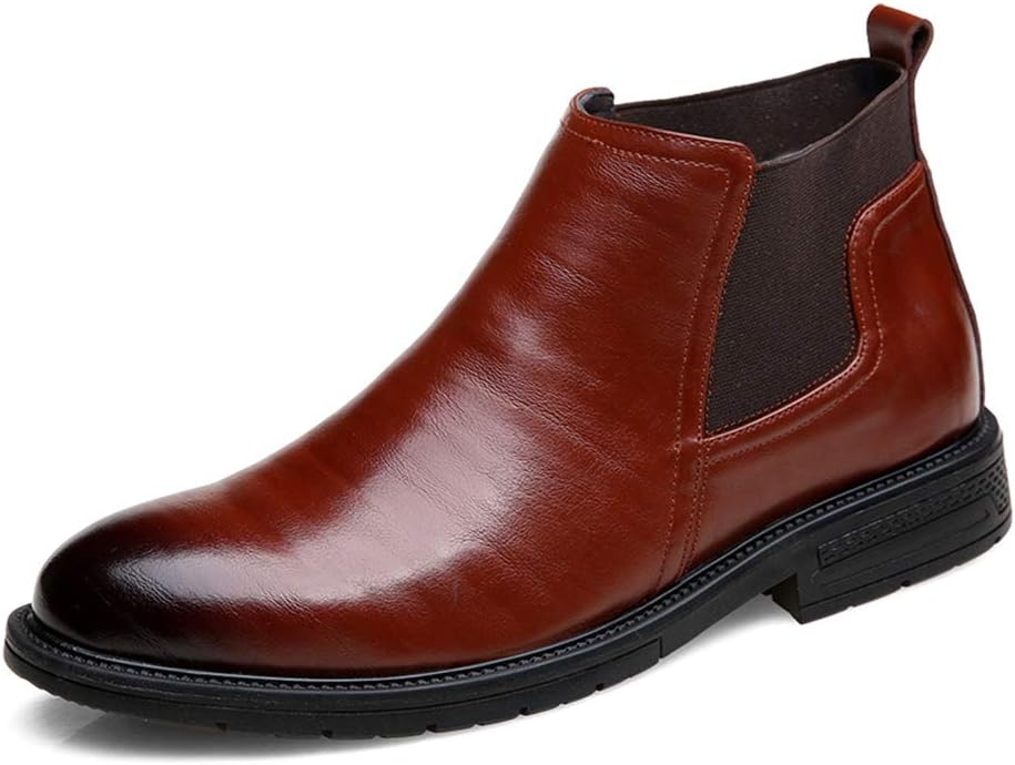 

Мужские ботинки Челси, зимние высокие деловые кожаные туфли для работы и прогулок на улице, коричневые, B-41/UK 7.5/US 8 GrVpM