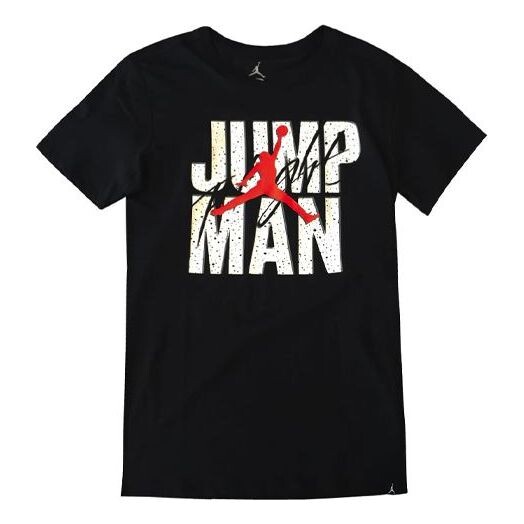 

Футболка с алфавитным узором свободные с круглым вырезом и коротким рукавом Air Jordan, черный