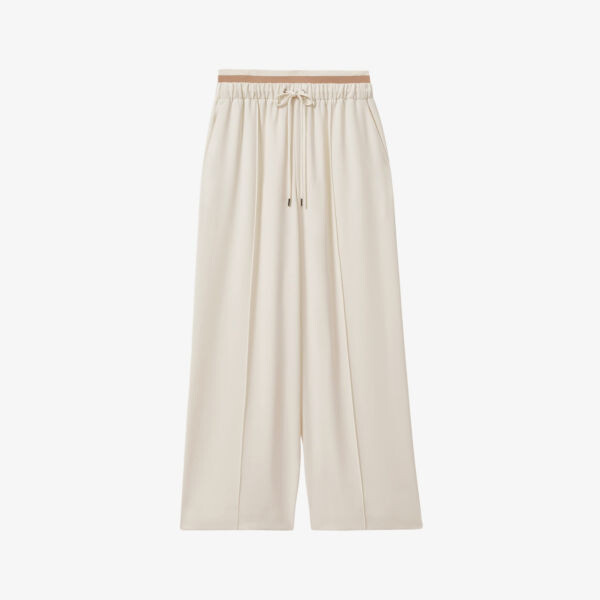 

Тканые брюки Fleur с высокой посадкой и эластичной талией Reiss, бежевый