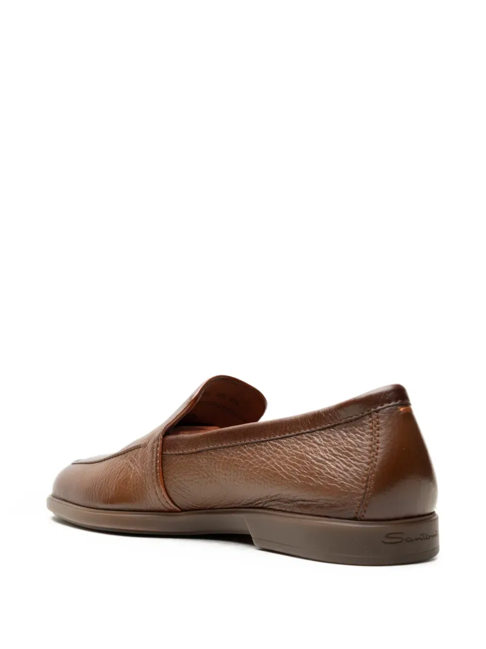 Лоферы из зернистой кожи Santoni, коричневый — фото 3