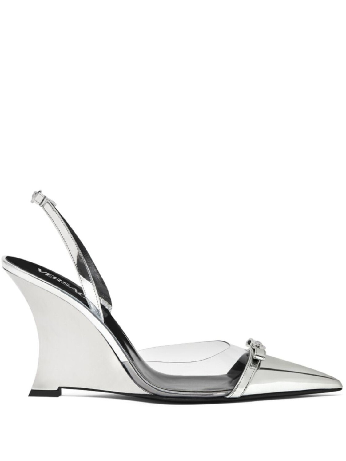 

Versace туфли Gianni Ribbon 95 на танкетке, серебристый