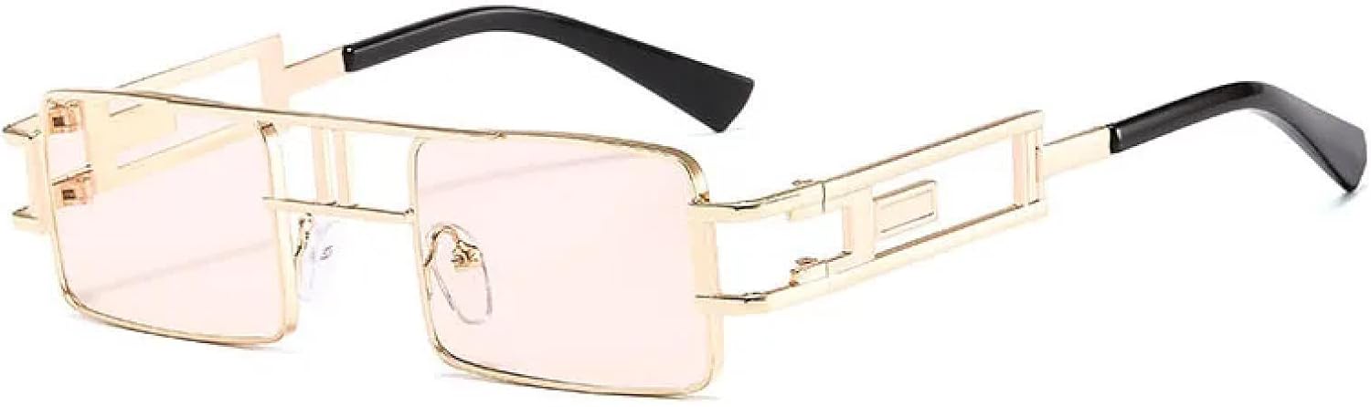 

Солнцезащитные очки в стиле ретро-панк прямоугольной формы для женщин, модные, с ажурной металлической оправой, в стиле стимпанк для мужчин, с защитой от УФ-излучения UV400 HHZZYVY, Golden Champagne